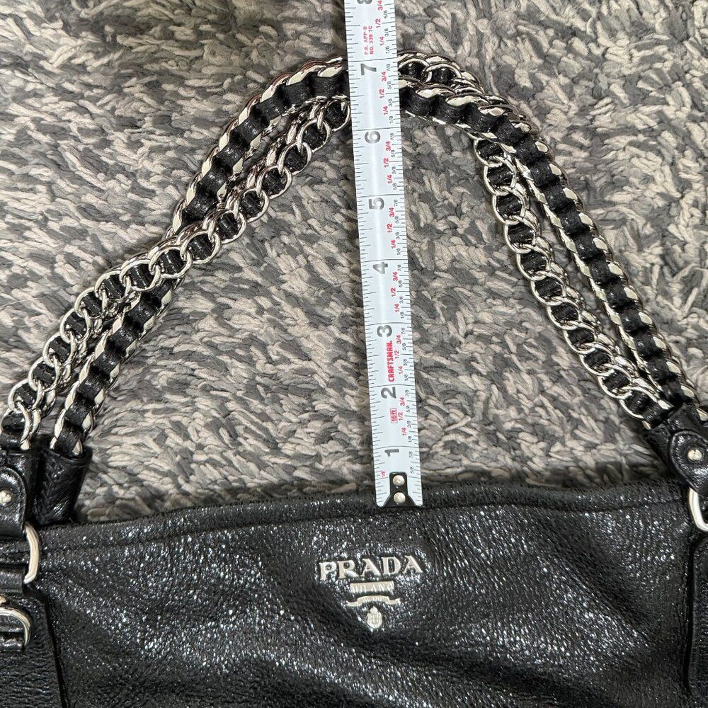 Prada Cervo Lux Chain Large Black Leather Tote - Picture 6 of 16